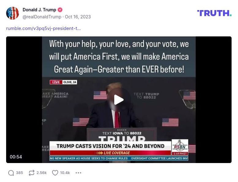 Post image from Donald Trump