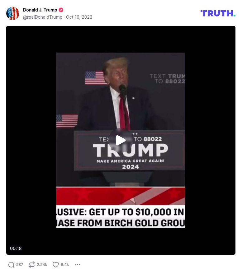 Post image from Donald Trump