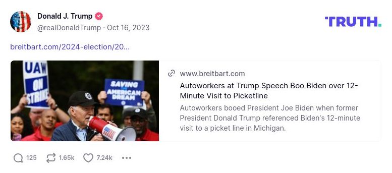 Post image from Donald Trump