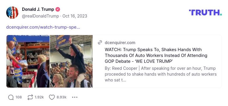 Post image from Donald Trump