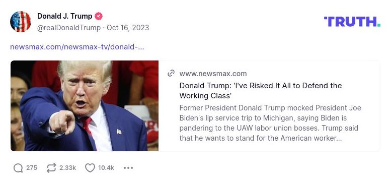 Post image from Donald Trump