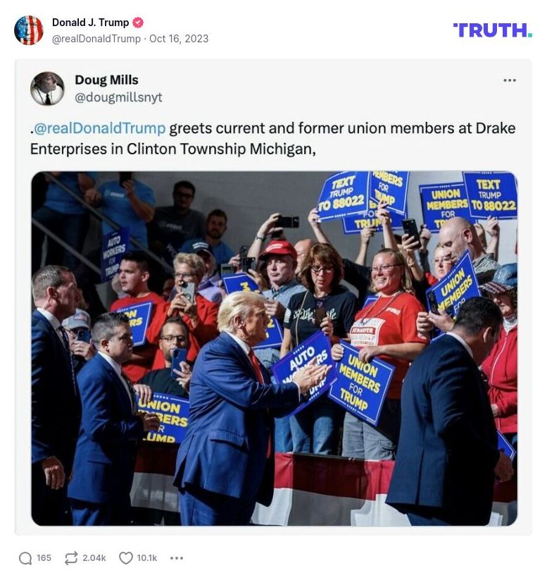 Post image from Donald Trump