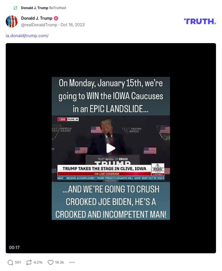 Post image from Donald Trump