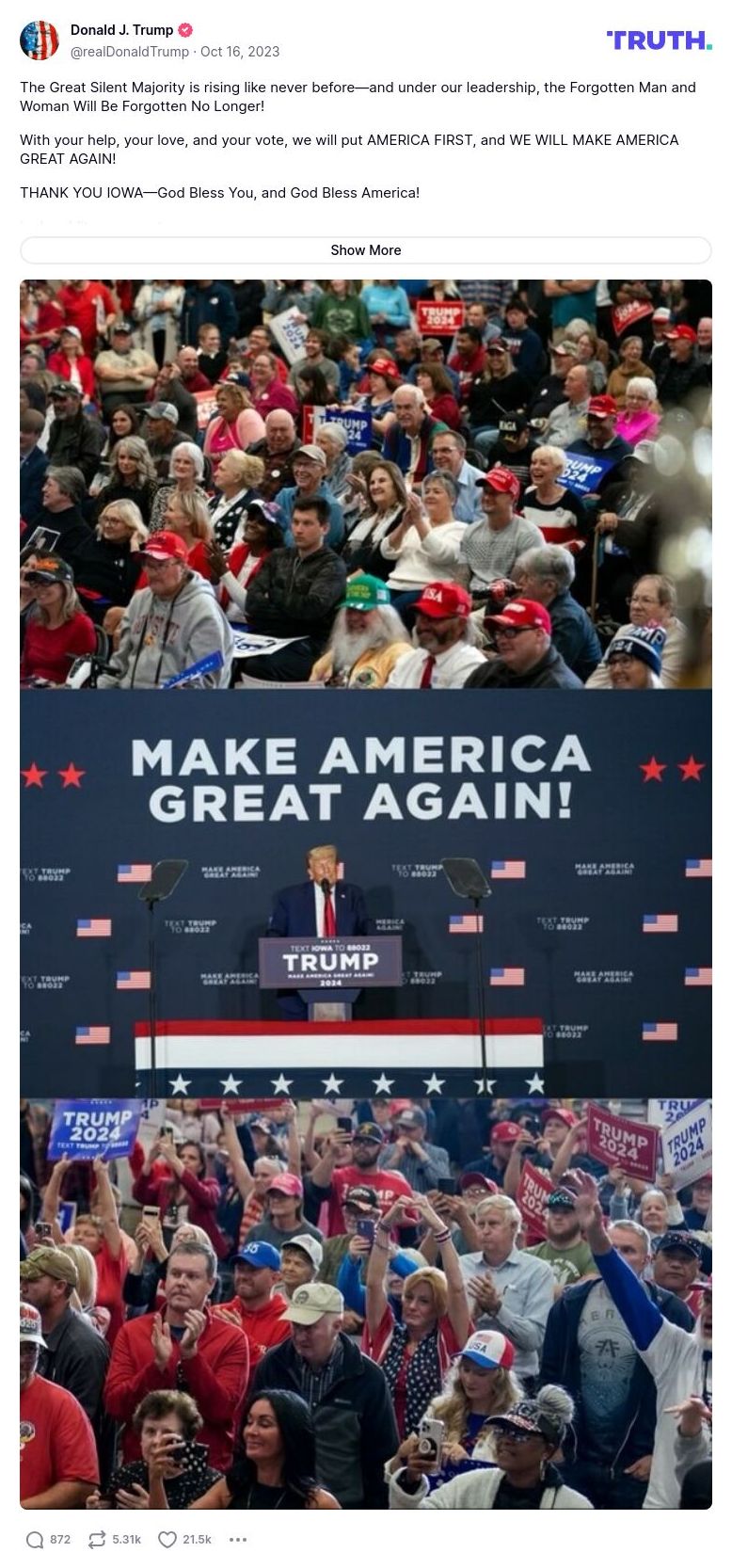 Post image from Donald Trump