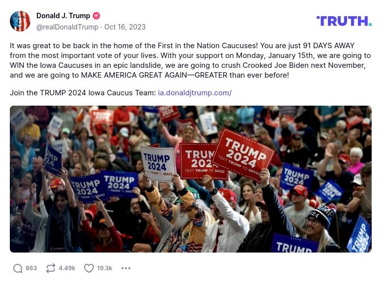 Post image from Donald Trump