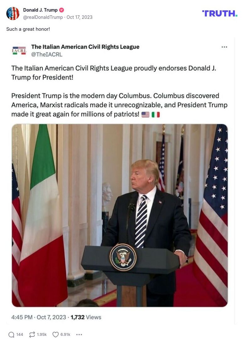 Post image from Donald Trump