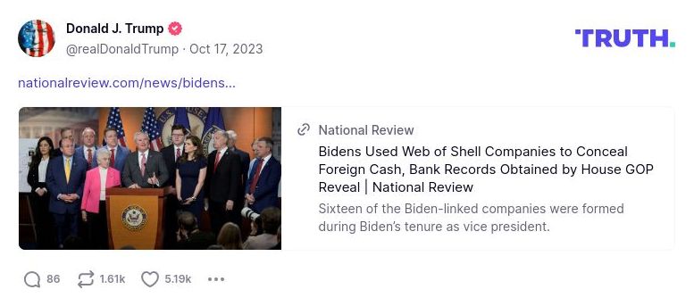 Post image from Donald Trump