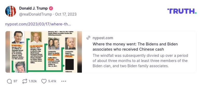 Post image from Donald Trump