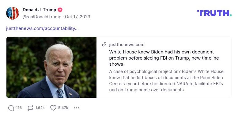 Post image from Donald Trump