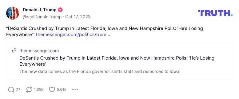 Post image from Donald Trump