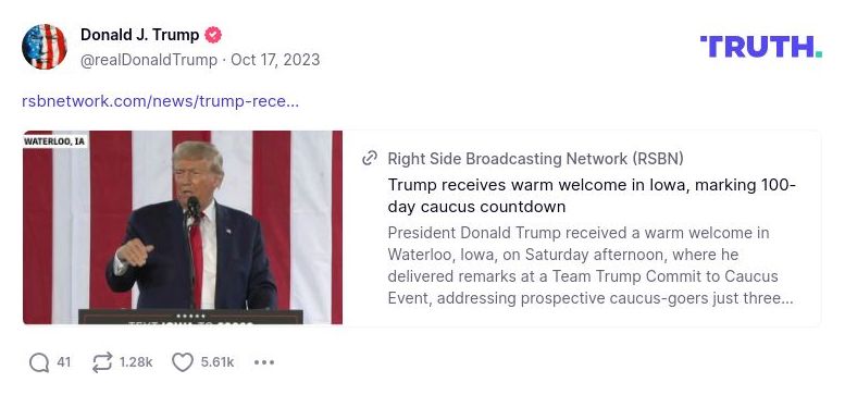 Post image from Donald Trump