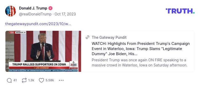 Post image from Donald Trump