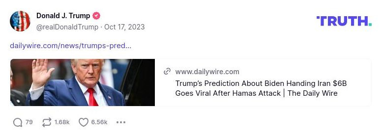 Post preview from Donald Trump