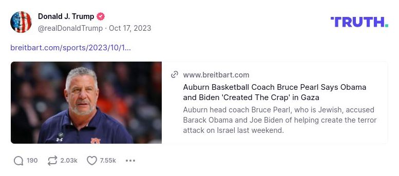 Post image from Donald Trump