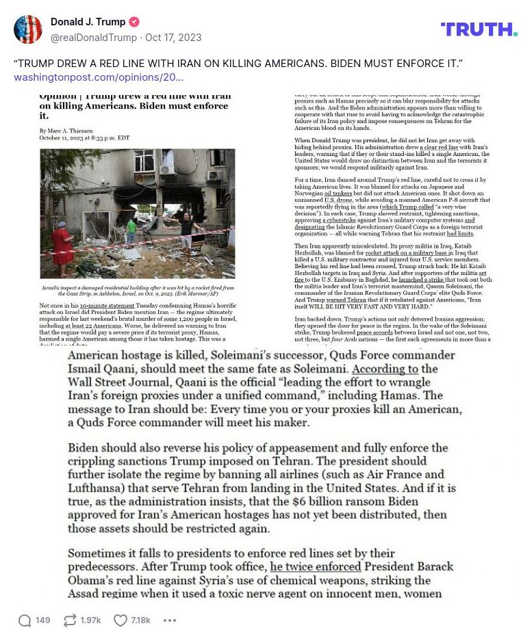 Post preview from Donald Trump