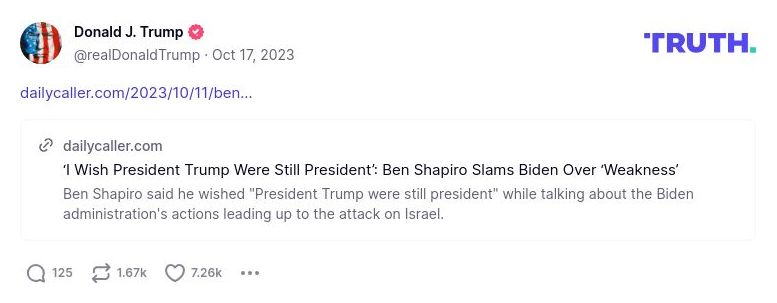 Post preview from Donald Trump