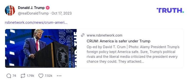 Post image from Donald Trump