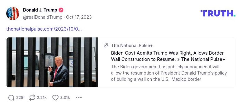 Post image from Donald Trump