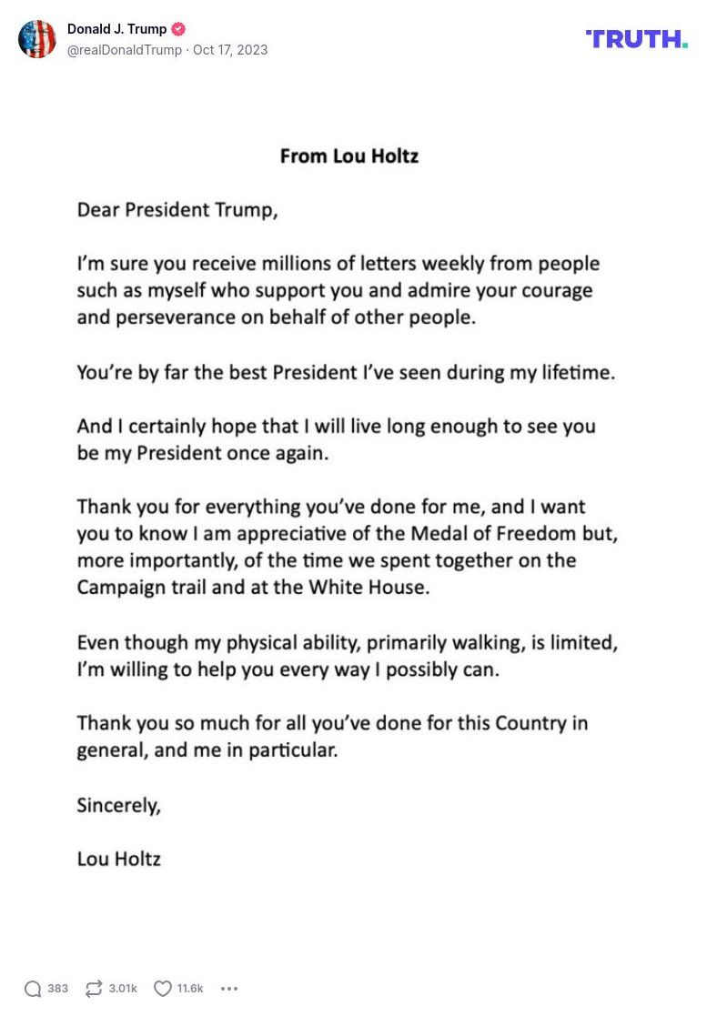 Post image from Donald Trump