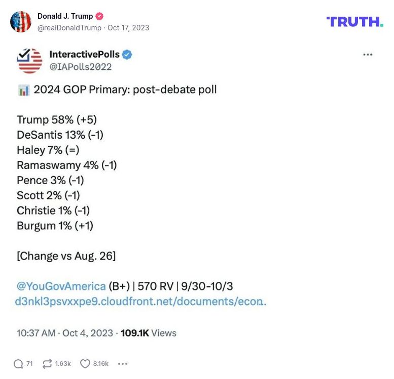 Post image from Donald Trump