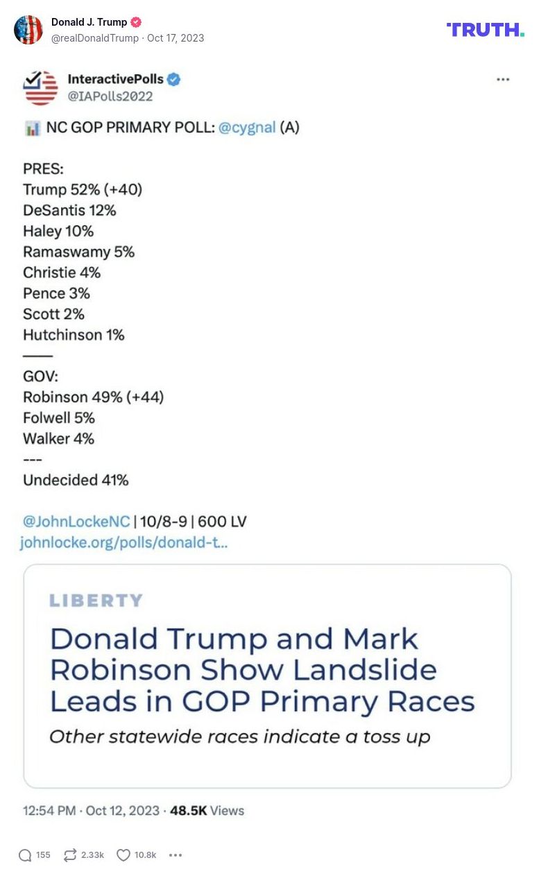 Post image from Donald Trump