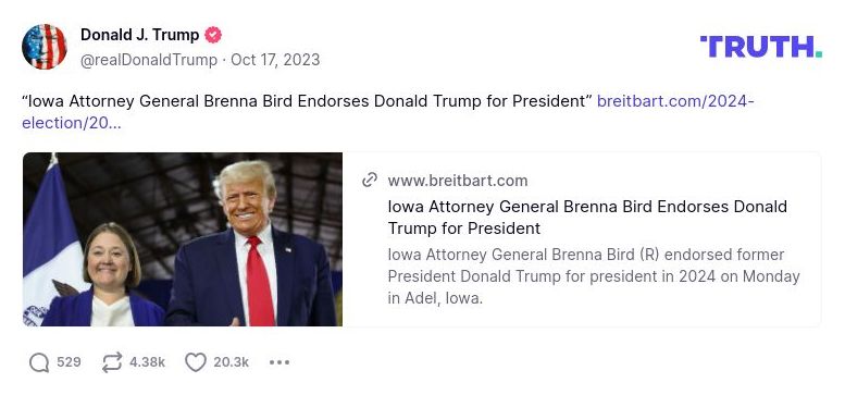 Post image from Donald Trump