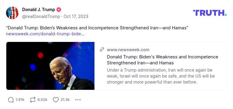 Post preview from Donald Trump