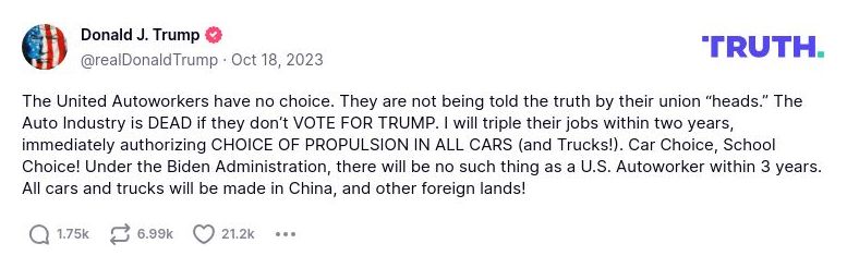 Post preview from Donald Trump