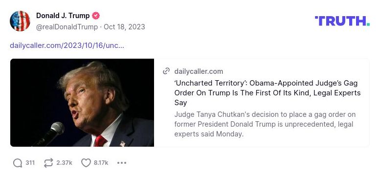 Post image from Donald Trump