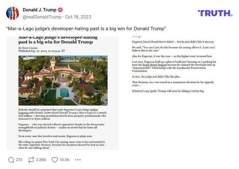 Post image from Donald Trump