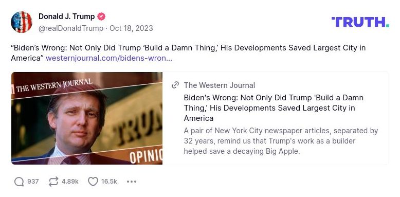 Post image from Donald Trump