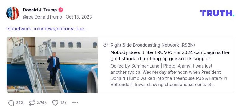 Post image from Donald Trump