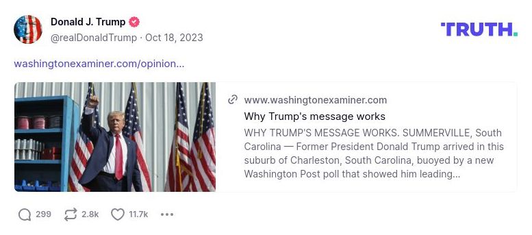 Post image from Donald Trump