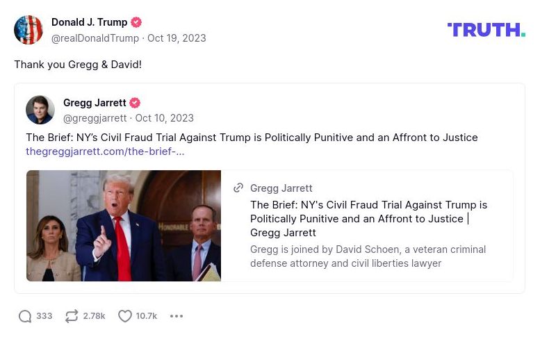 Post image from Donald Trump