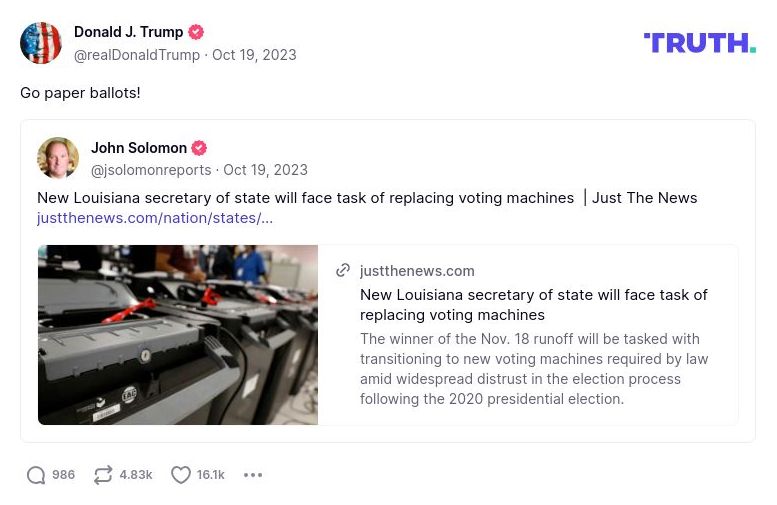 Post image from Donald Trump