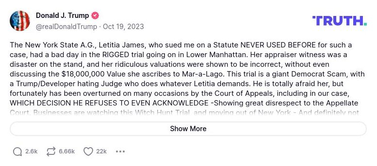 Post image from Donald Trump