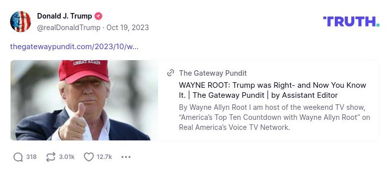 Post image from Donald Trump