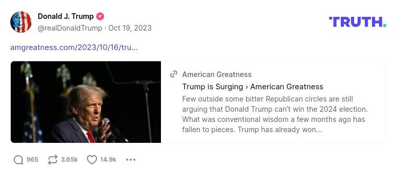 Post image from Donald Trump