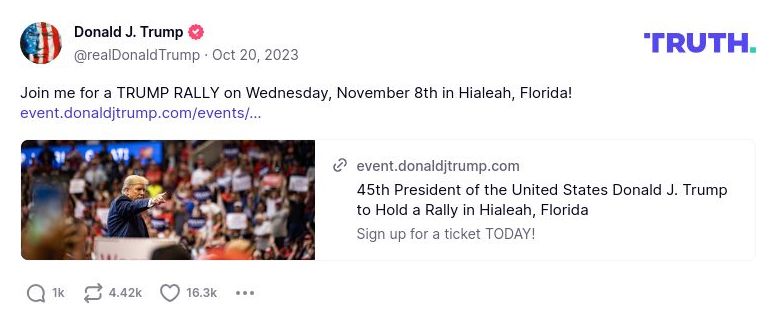 Post image from Donald Trump