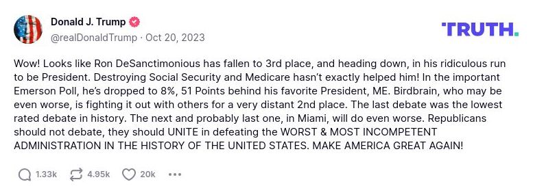 Post image from Donald Trump