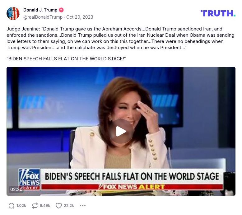 Post preview from Donald Trump