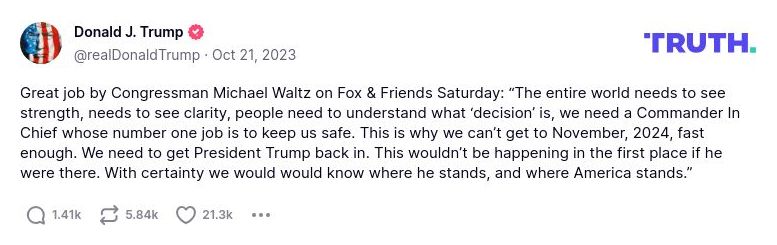 Post image from Donald Trump