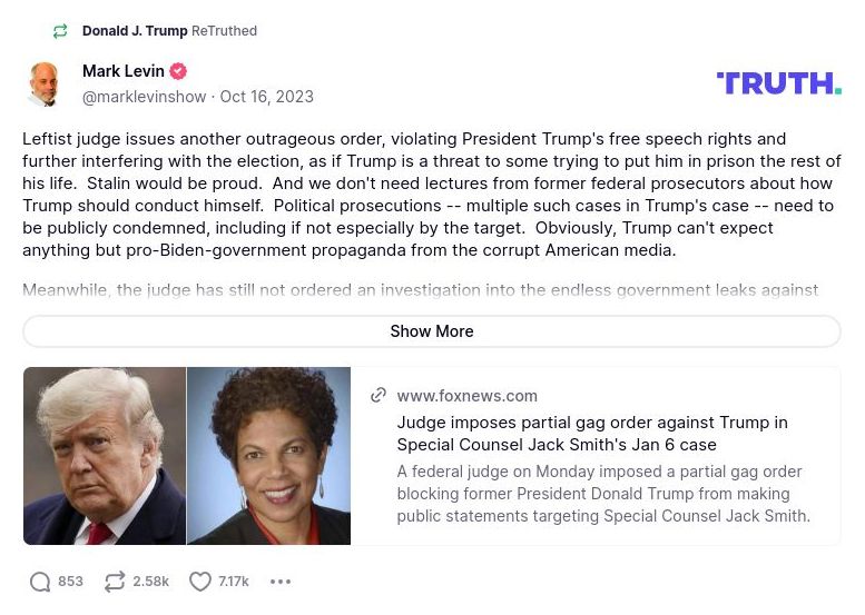 Post image from Donald Trump