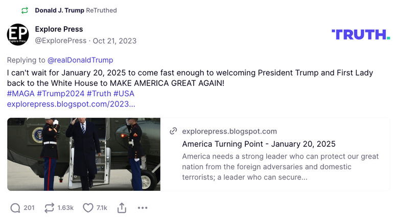 Post image from Donald Trump