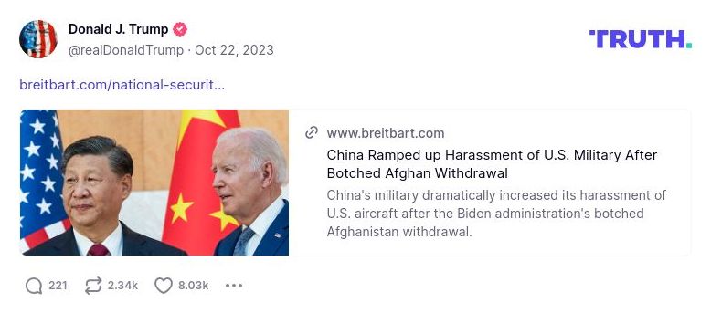 Post preview from Donald Trump