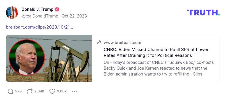 Post image from Donald Trump