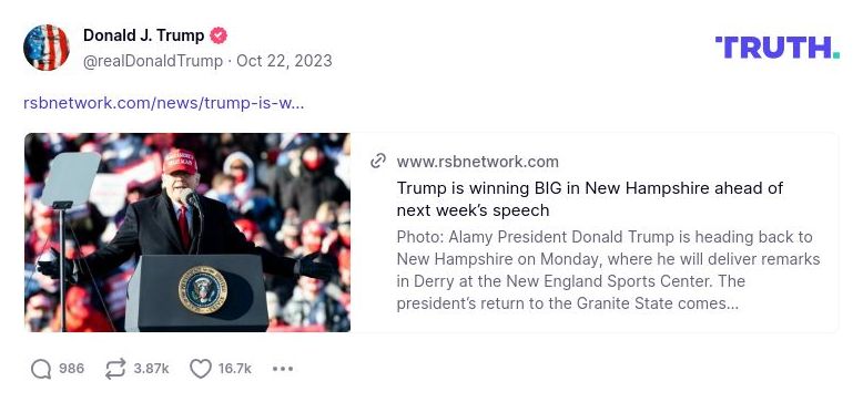 Post image from Donald Trump