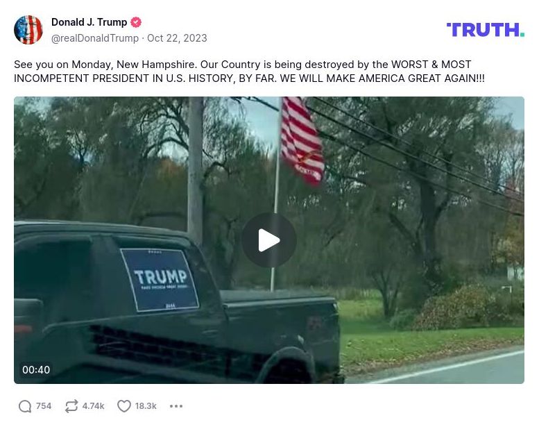 Post image from Donald Trump