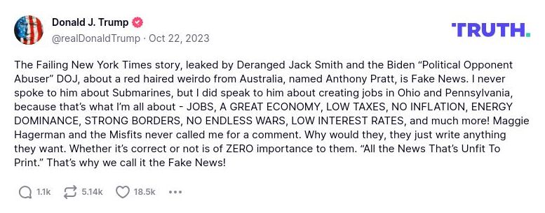 Post preview from Donald Trump