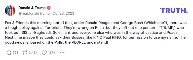 Post image from Donald Trump